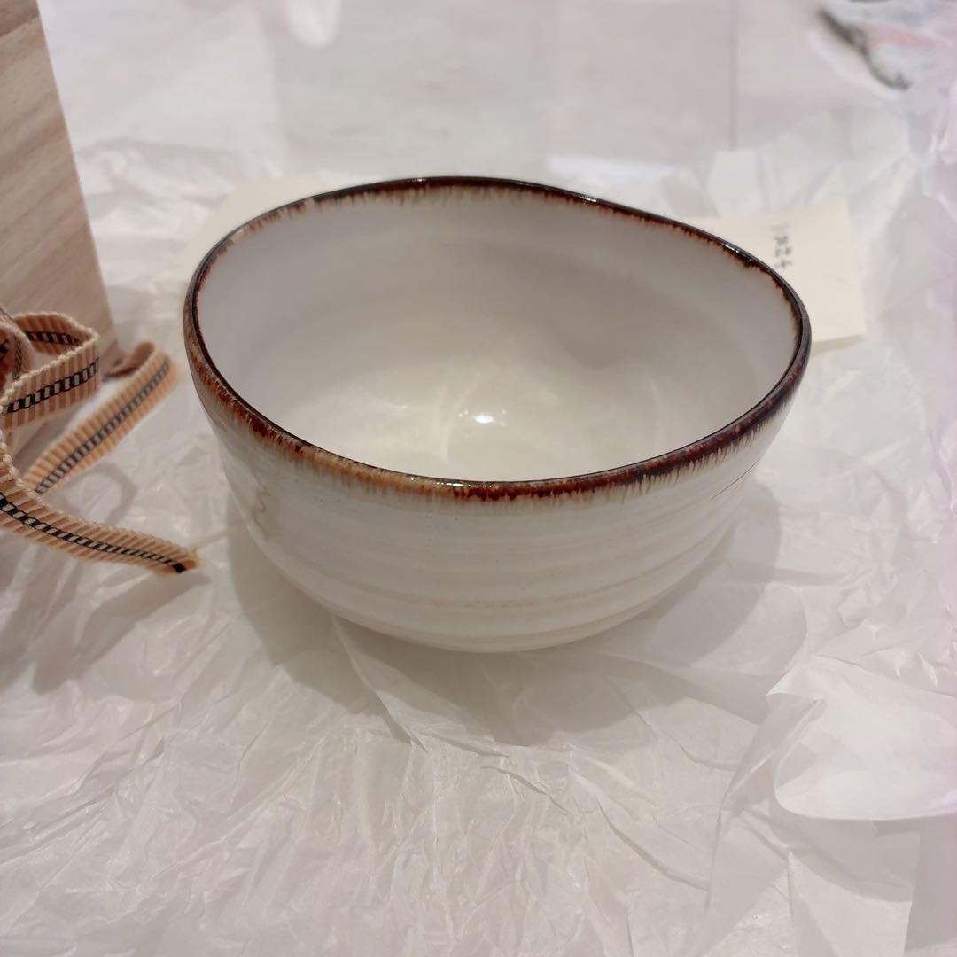 【新品未使用】中村良二作　猿の絵柄の茶碗と木箱セット