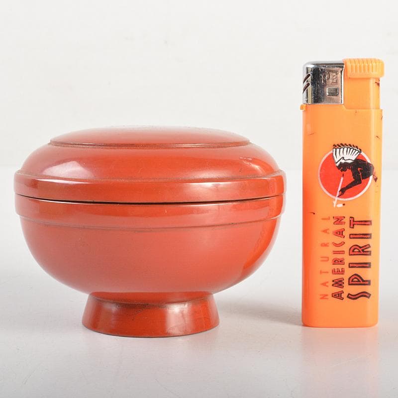 古民具　根来塗　朱塗　薬器　仕覆付　M　R7440