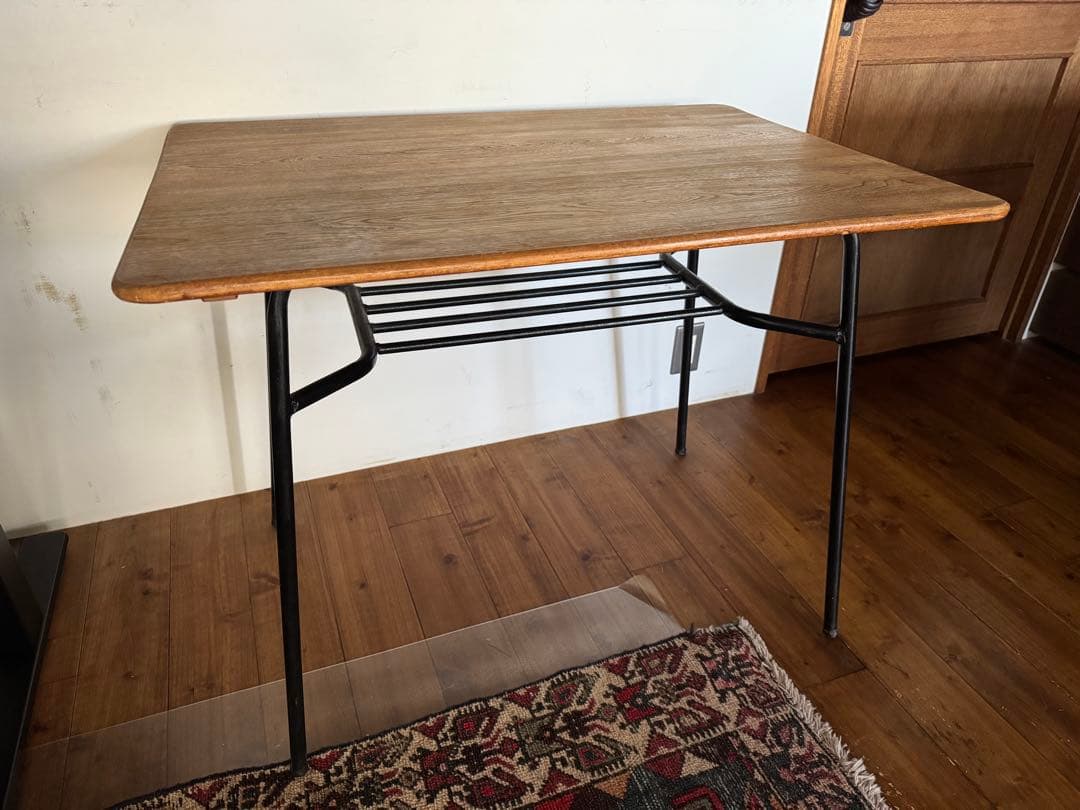 木製ヴィンテージ アイアン脚テーブル