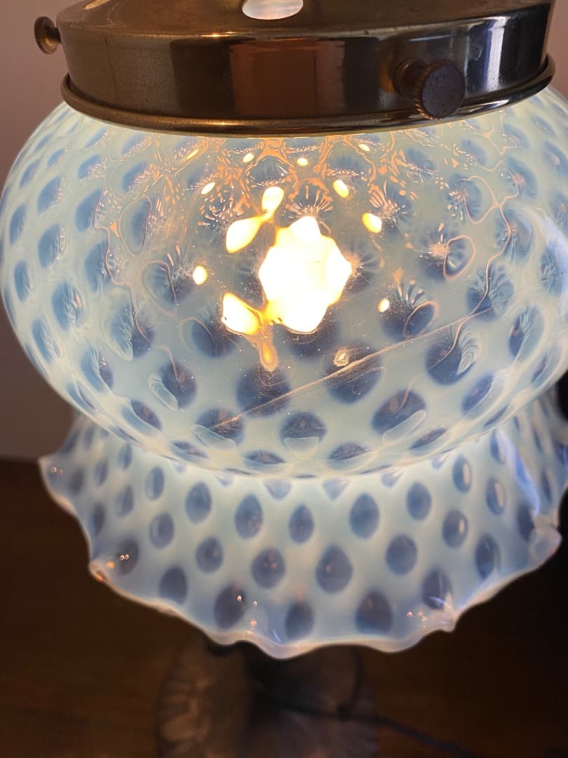 OLD FENTON 　ドット　ブルー　オパールセント ガラスシェード