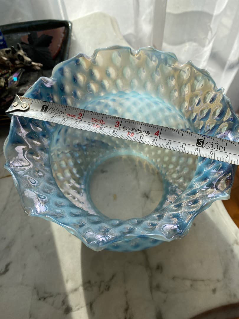 OLD FENTON 　ドット　ブルー　オパールセント ガラスシェード