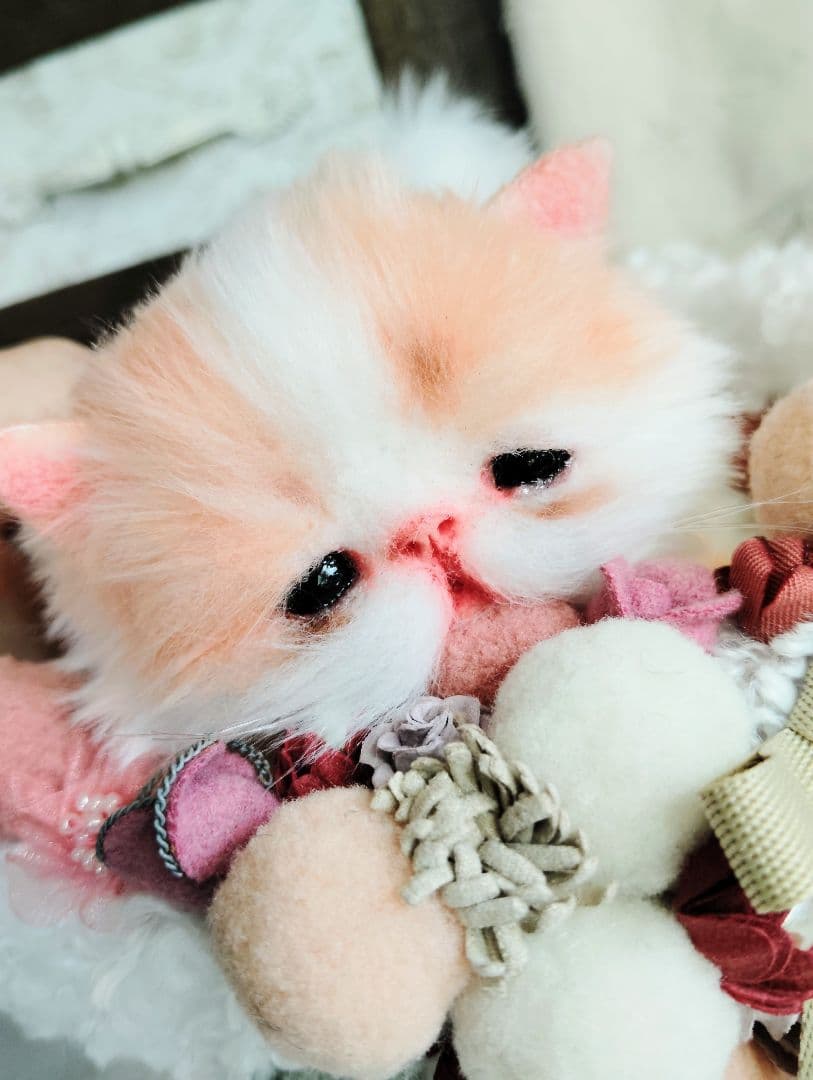 子猫きなこちゃん❤ころころぽっちゃり♡カゴセット♡アートドール♡ぬいぐるみ♡