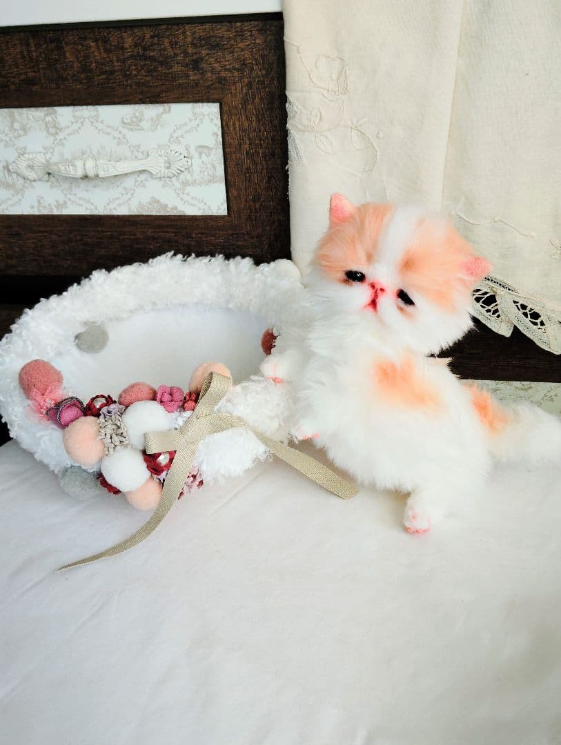 子猫きなこちゃん❤ころころぽっちゃり♡カゴセット♡アートドール♡ぬいぐるみ♡