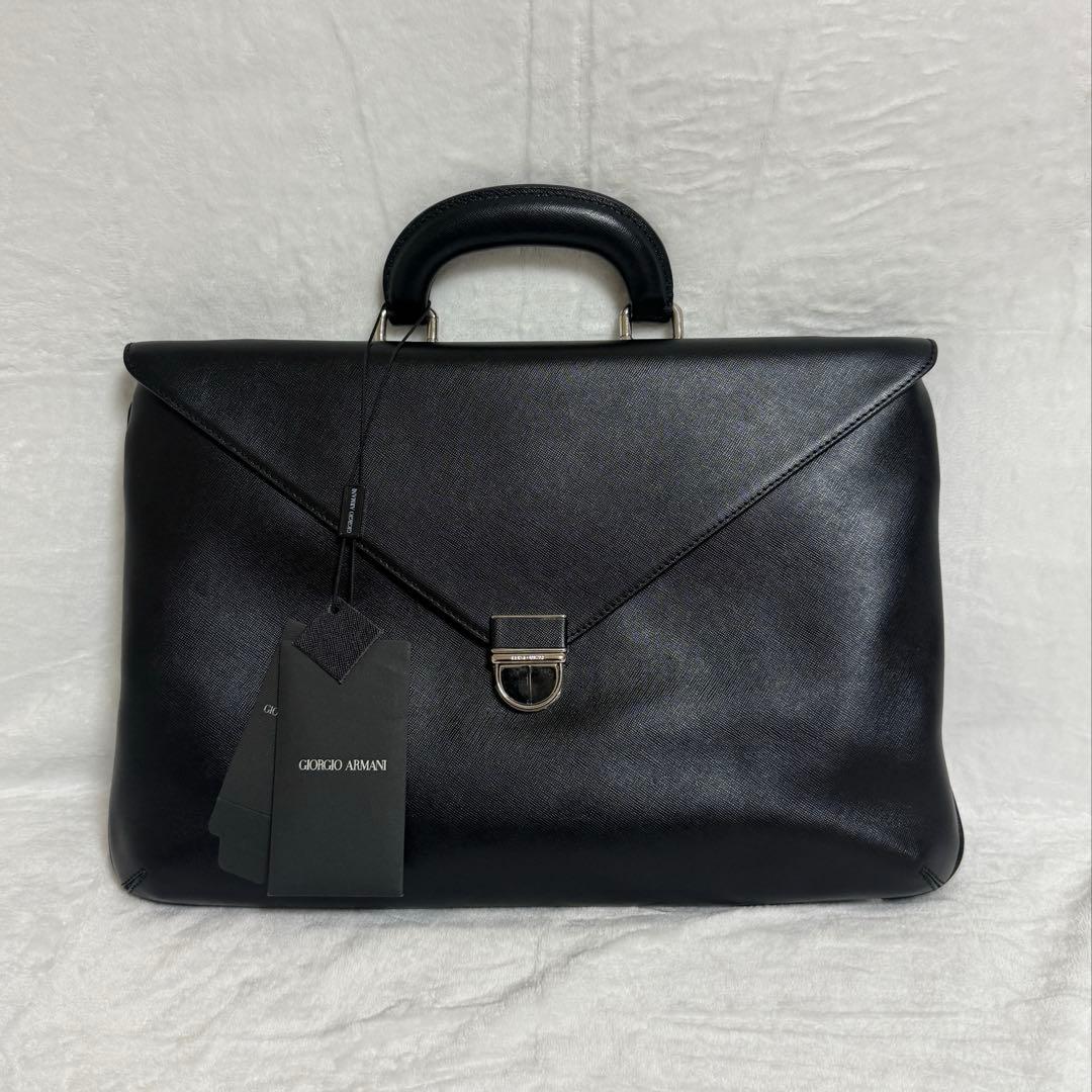 アルマーニ★ブリーフケース★レザー★黒系★未使用タグ付き