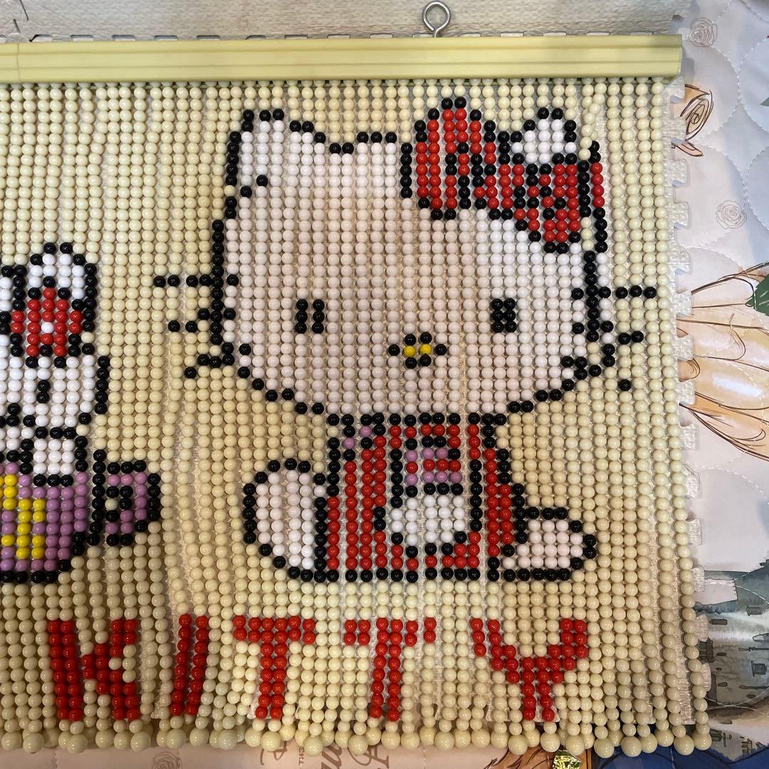 レトロ　ハローキティ　ビーズ　のれん　ビーズカーテン　キティ