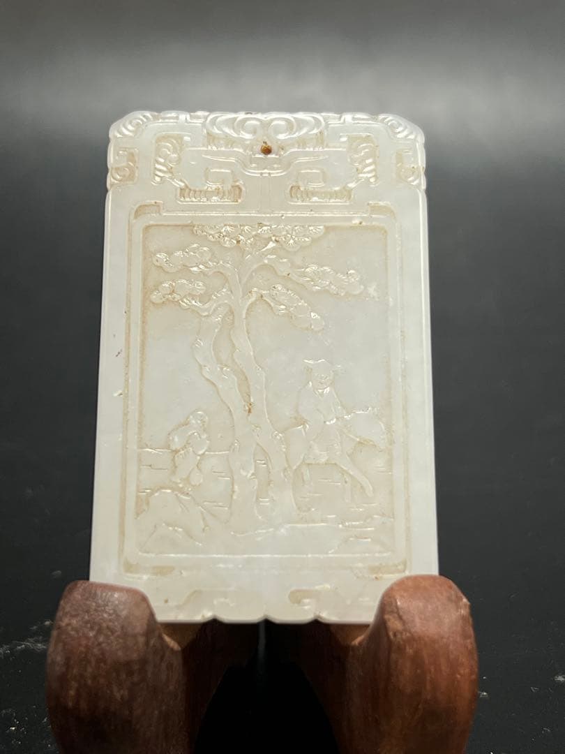 極上 人物詩文白玉牌 重さ：49g BL2--048