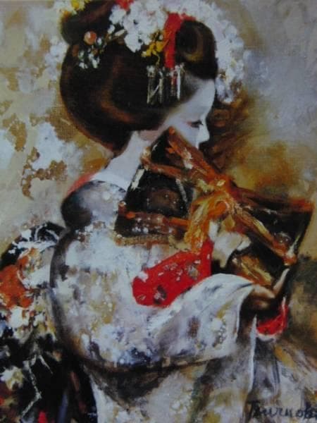 鶴岡義雄、【鼓】、希少な額装用画集より、新品額装付、状態良好