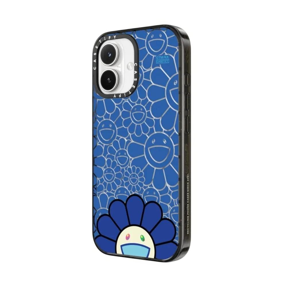 村上隆× CASETiFY フラワースマイル ブルー iPhone 17 ケース