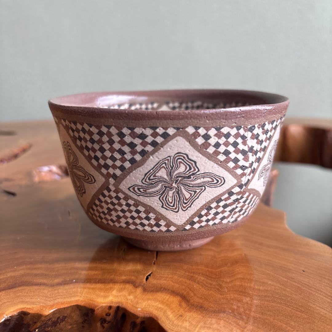 瀬戸市無形文化財 水野教雄 練込 抹茶碗 茶道具 共箱(136)