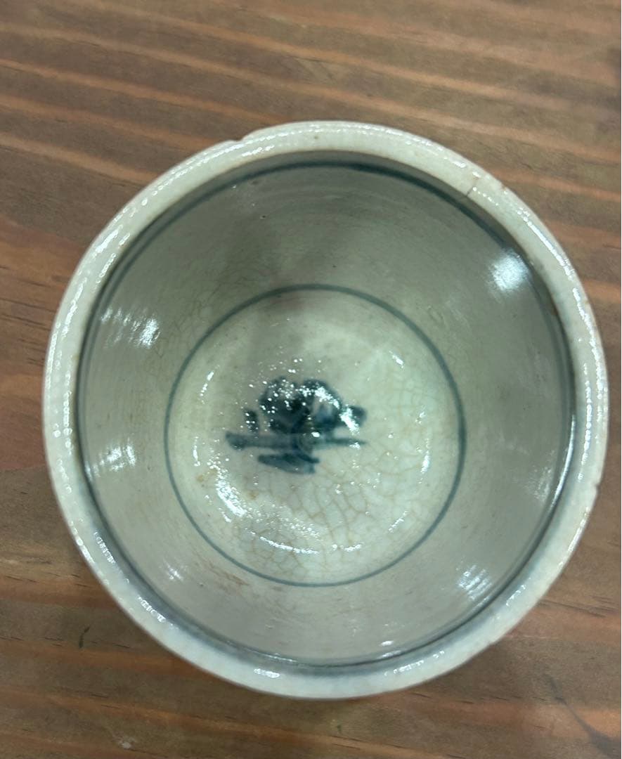 太白手染付鶴文猪口