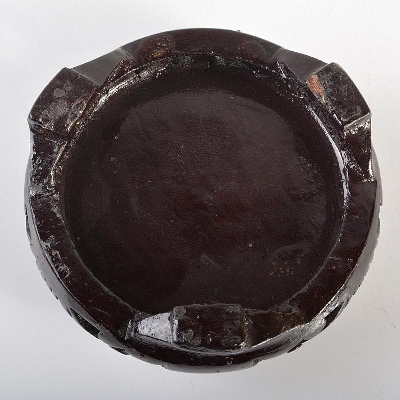 中国　古七宝　緑透釉　銀線象嵌　花蝶文　小鉢　唐木台付　M　R6842