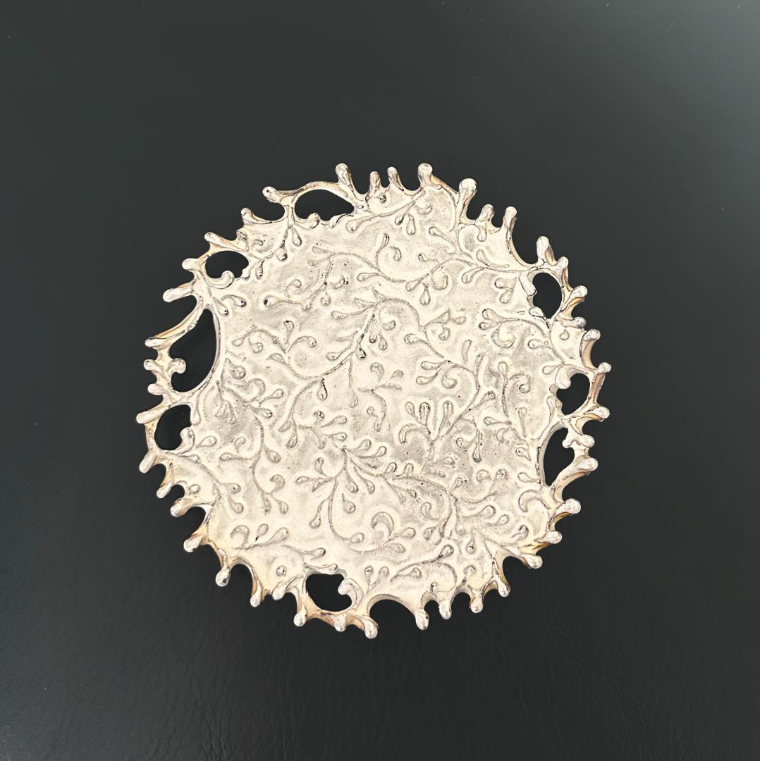 伊藤剛俊 銀彩 イッチン 丸皿 益子焼