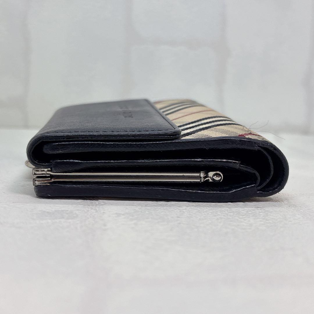 美品✨BURBERRY バーバリー ノバチェック 二つ折り財布 がま口 ブラック