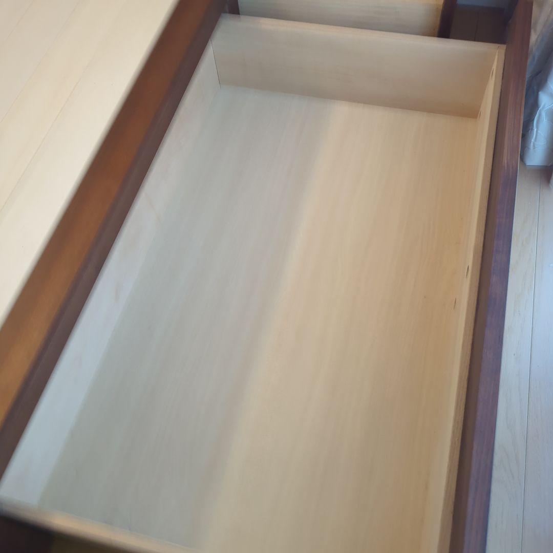 無印良品　収納ベッド(シングル)ウォールナット材、ヘッドボード付