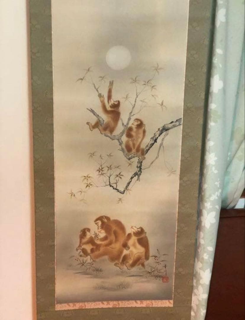 ⑦月に五猿　杉山華川作　お慶び・お正月用の掛け軸