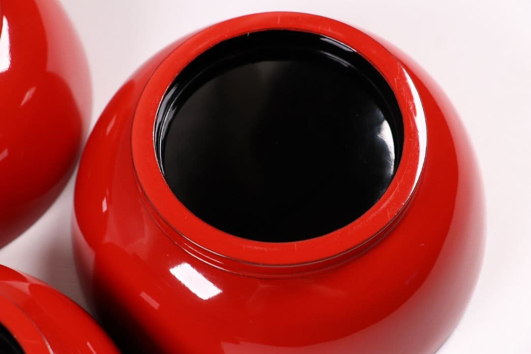 CK87 輪島塗 扇面四君子 金蒔絵 朱塗椀 三客 木製漆器 / 茶懐石 菓子椀