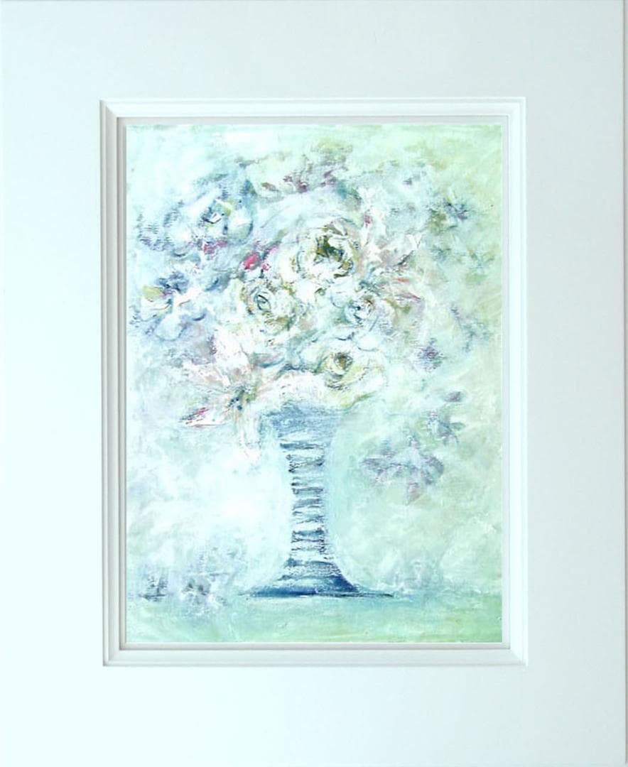 メルカリ 絵画　絵　額付き (銀）油絵　uF6-050403　花