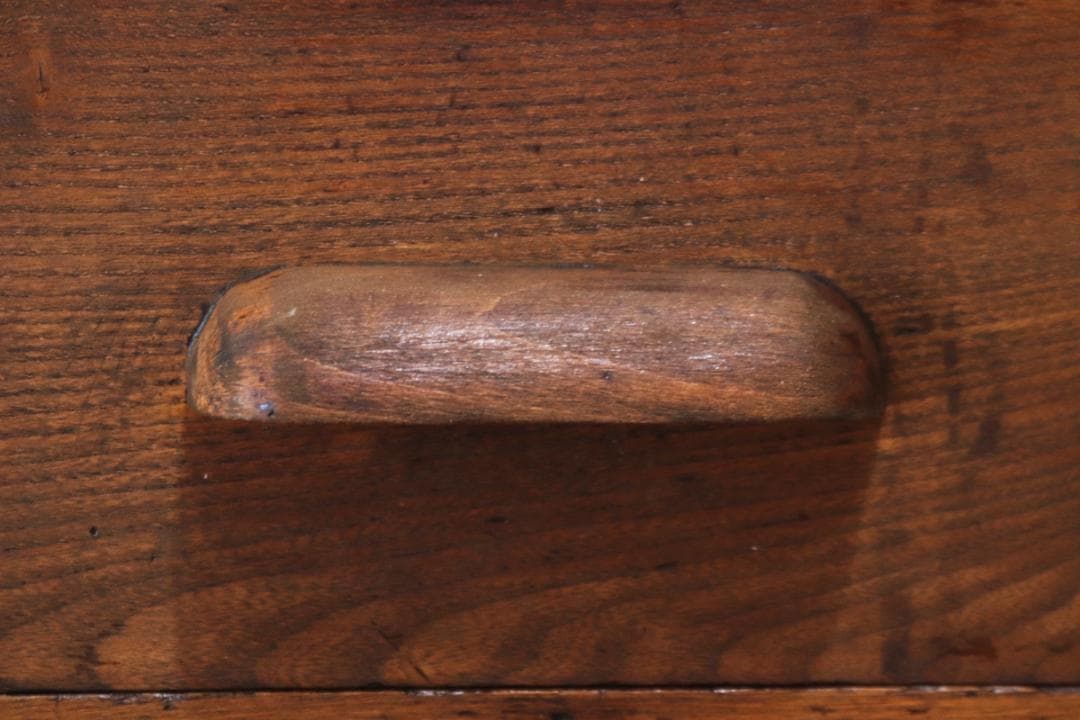 レトロ 片袖デスク 机 書斎 作業台 引き出し 抽斗 5杯 木製 古道具