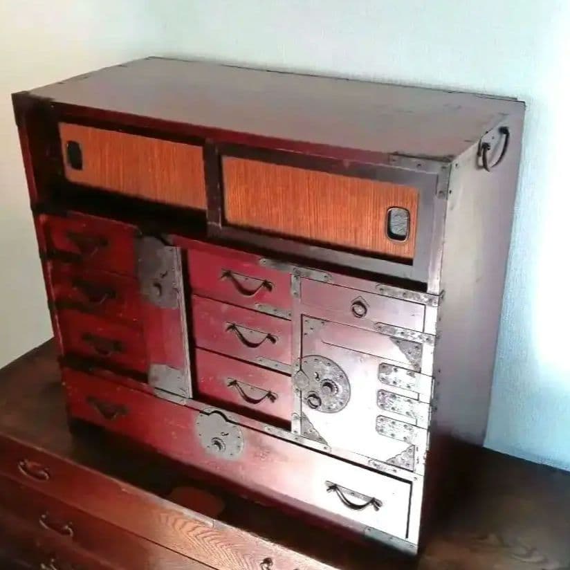 美しい棒箪笥 明治時代製 アンティーク 　キャビネット　和箪笥　船箪笥　水屋