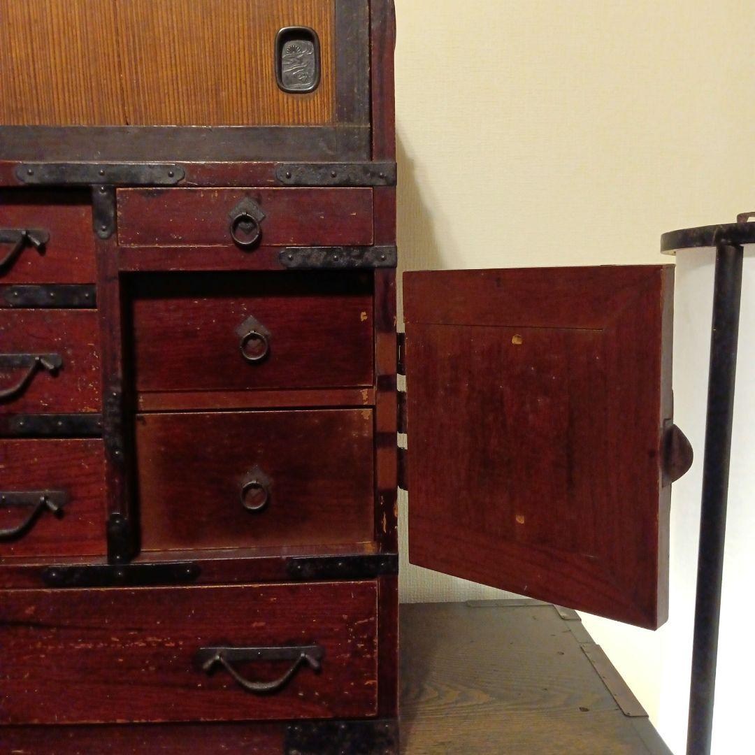 美しい棒箪笥 明治時代製 アンティーク 　キャビネット　和箪笥　船箪笥　水屋