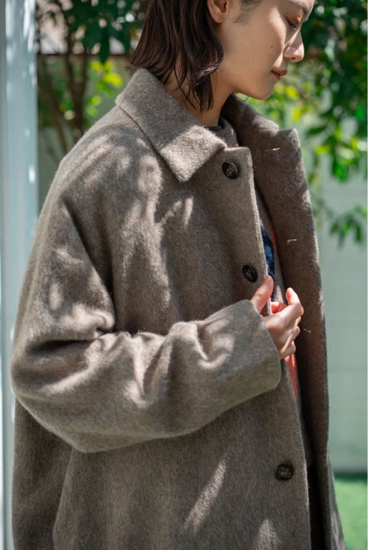 YARRA ヤラ　ウール混合 ボタン付きチェスターコート　ピンク