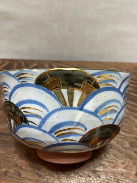 抹茶碗　竜谷焼　香雲　波車絵　茶道具
