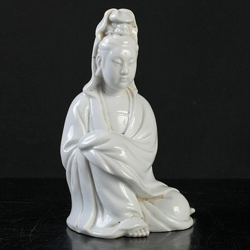 中国　徳化窯　白磁　観音像　仏像　置物　M　R9085