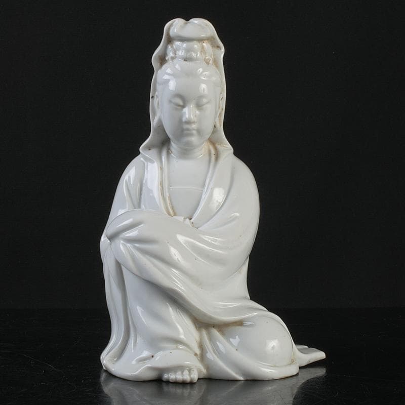 中国　徳化窯　白磁　観音像　仏像　置物　M　R9085