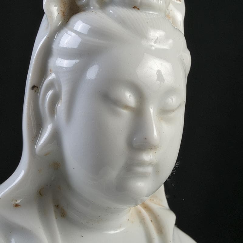 中国　徳化窯　白磁　観音像　仏像　置物　M　R9085