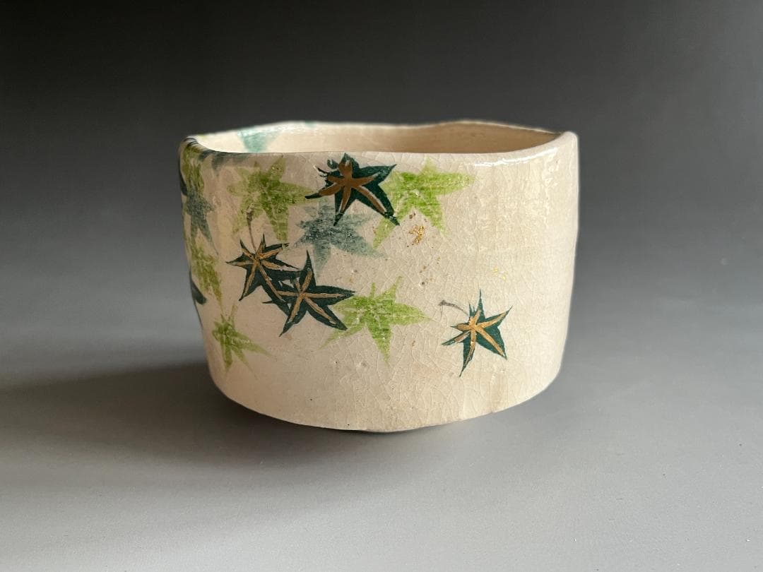 吉村楽入　白楽　青楓　茶碗　茶道具