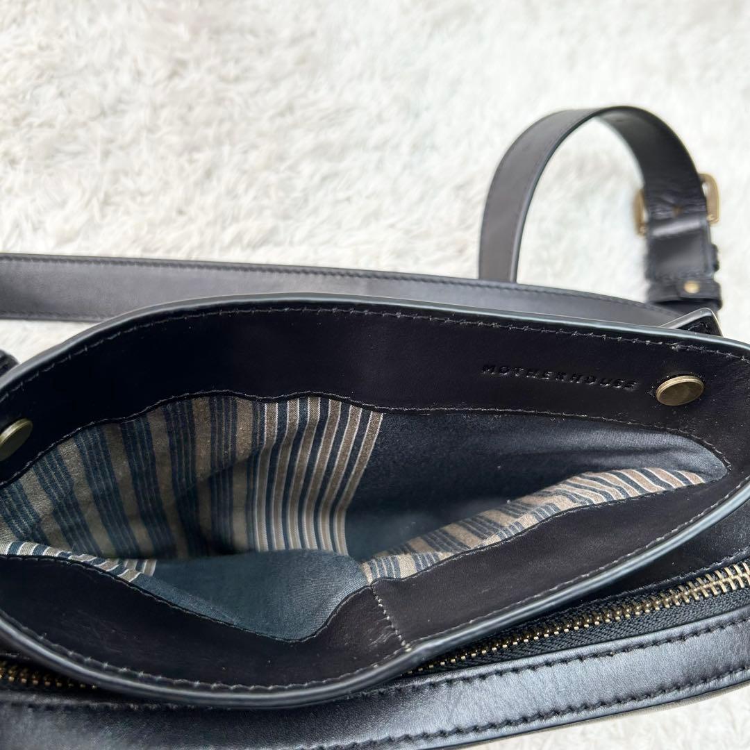 マザーハウス アンティーク ソラ ブラック 本革 ショルダーバッグ 2way