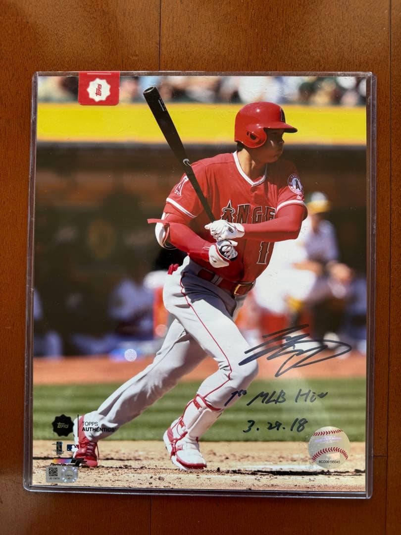大谷翔平 MLB初安打記念 直筆サイン MLB公式ホログラム インスク 額装済