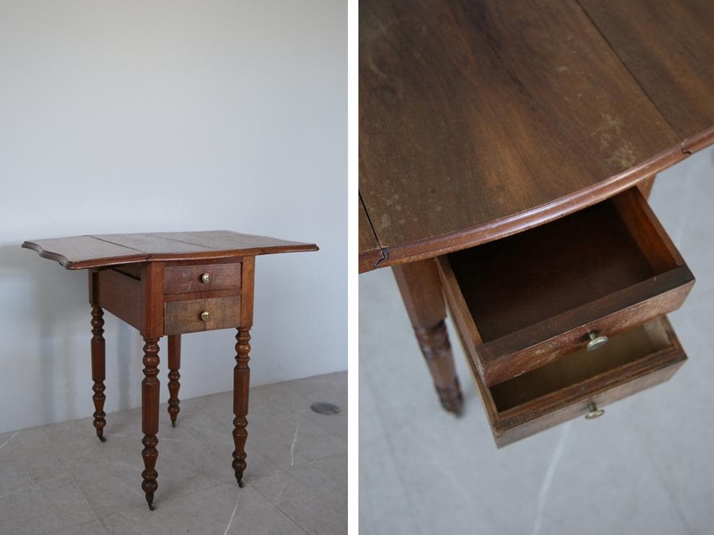 フランスアンティーク木製サイドキャビネット/ナイトテーブル机/飾り棚(90-34