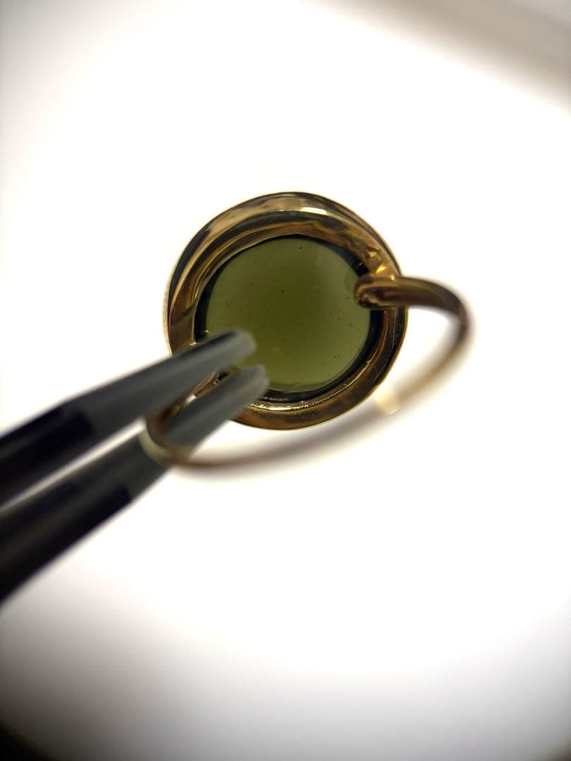 【鑑別付】K10モルダバイト（8.348ct）リング14号