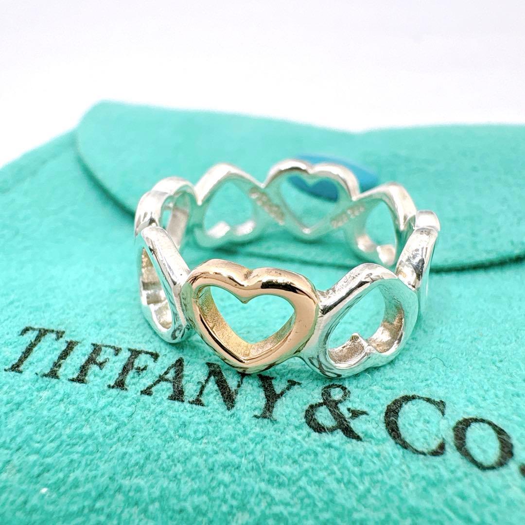 美品 オールドティファニー センチメンタルハート 11.5号 シルバー k18