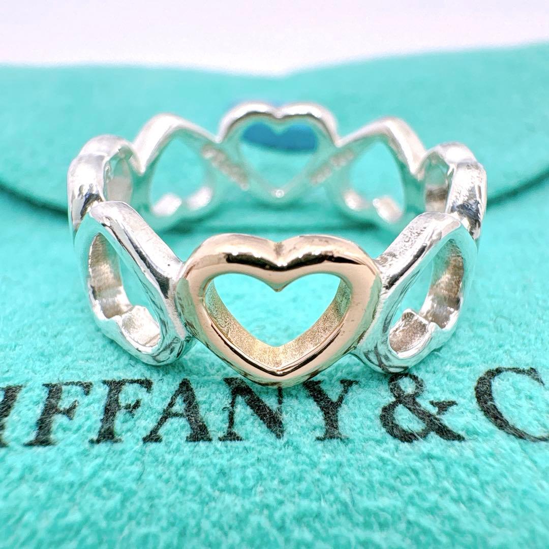 美品 オールドティファニー センチメンタルハート 11.5号 シルバー k18