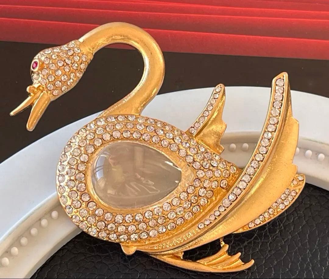 leopard様特大希少TRIFARIガラスヴィンテージブローチB240