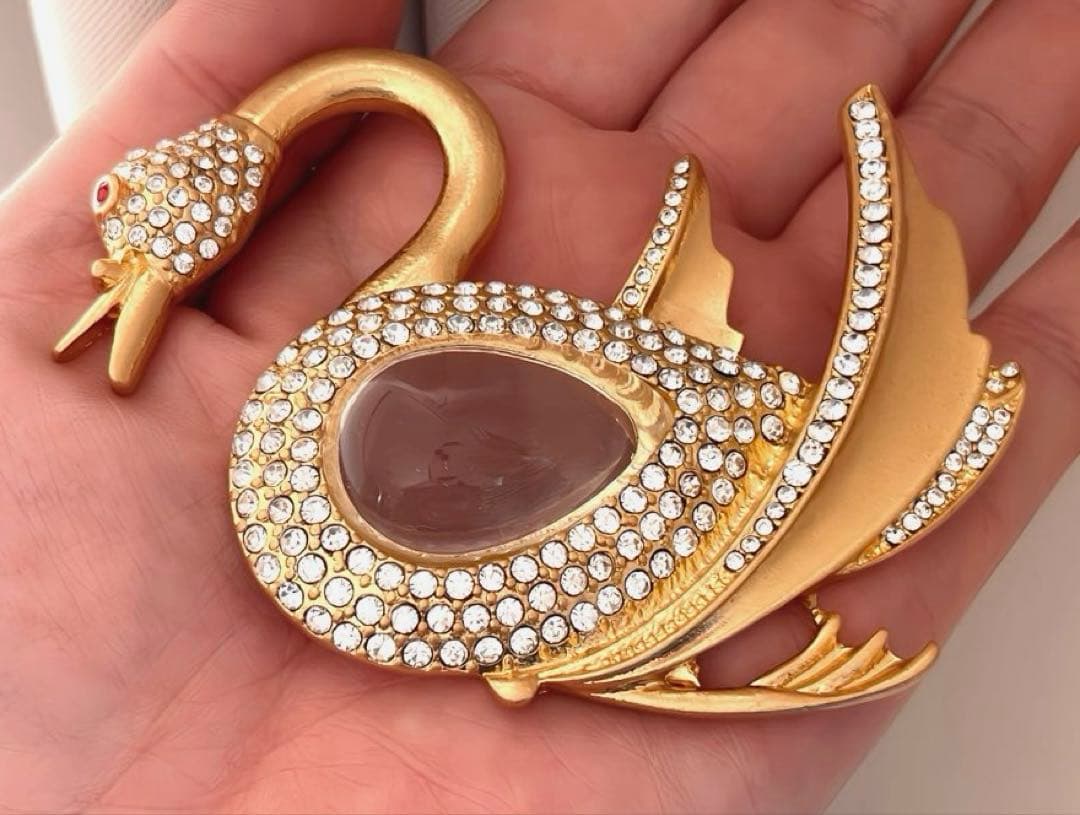 leopard様特大希少TRIFARIガラスヴィンテージブローチB240