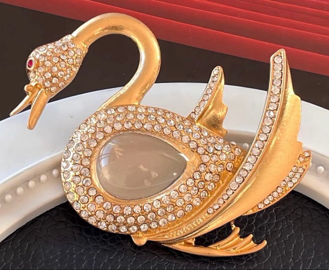 leopard様特大希少TRIFARIガラスヴィンテージブローチB240