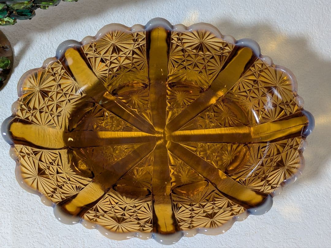 フェントン　バージニアガラス　琥珀色ボウル　デイジー＆ボタン