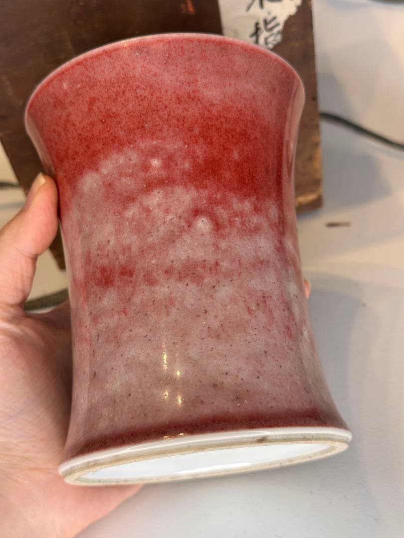 中国 大明宣徳年製 紅釉 瓶 骨董品 共箱