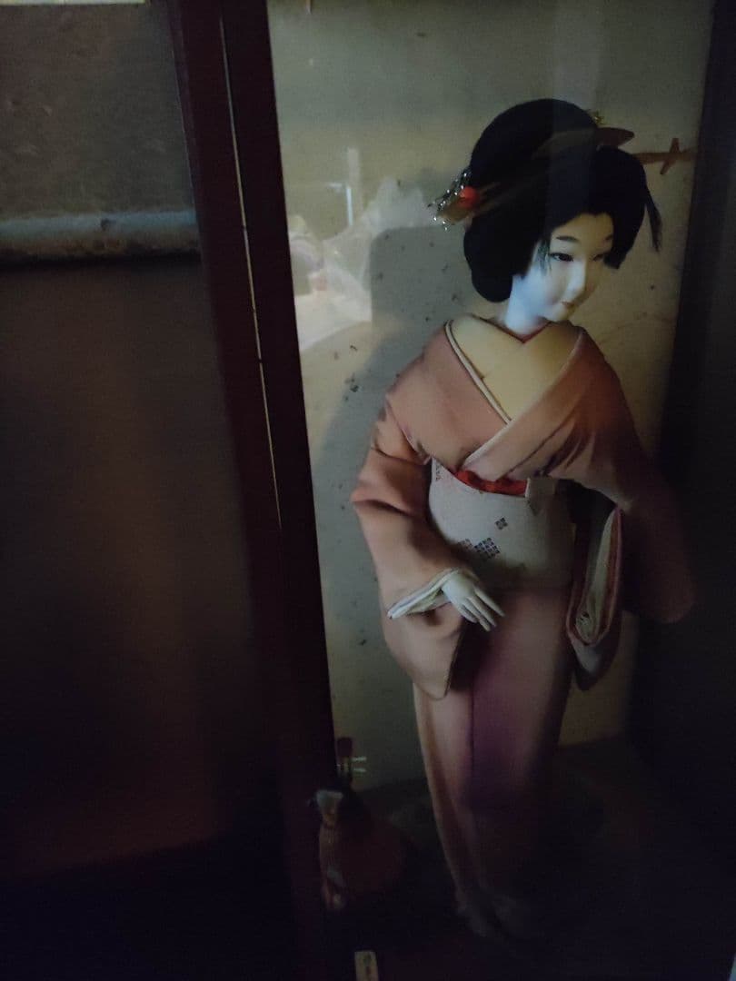 鳥の剥製、日本人形、スズメバチの巣、酒瓶