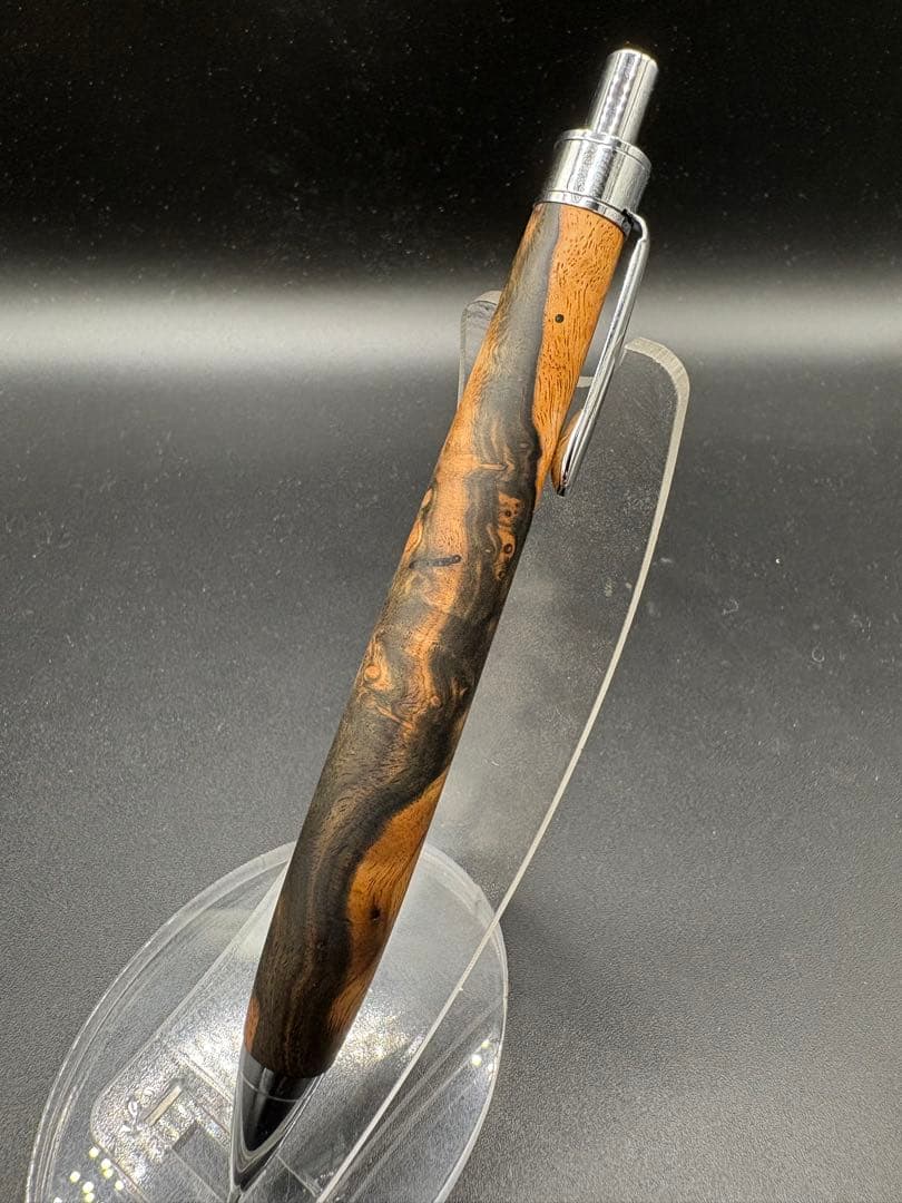 494極上　黒檀　瘤杢　ツートン　木軸シャーペン　ボールペン