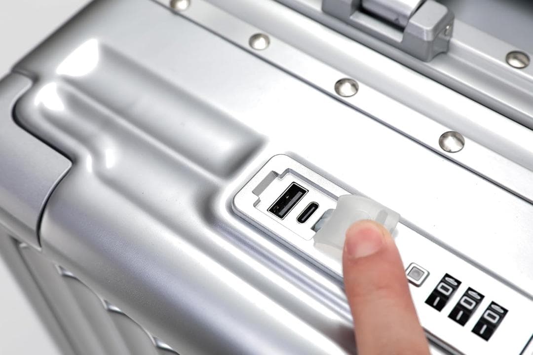 高機能‼️ スーツケース ストッパー付　シルバー フロントオープン　Mサイズ