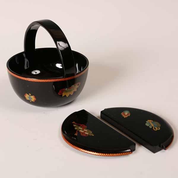 弦付宝尽蒔絵茶器　井筒英文　【茶道具】