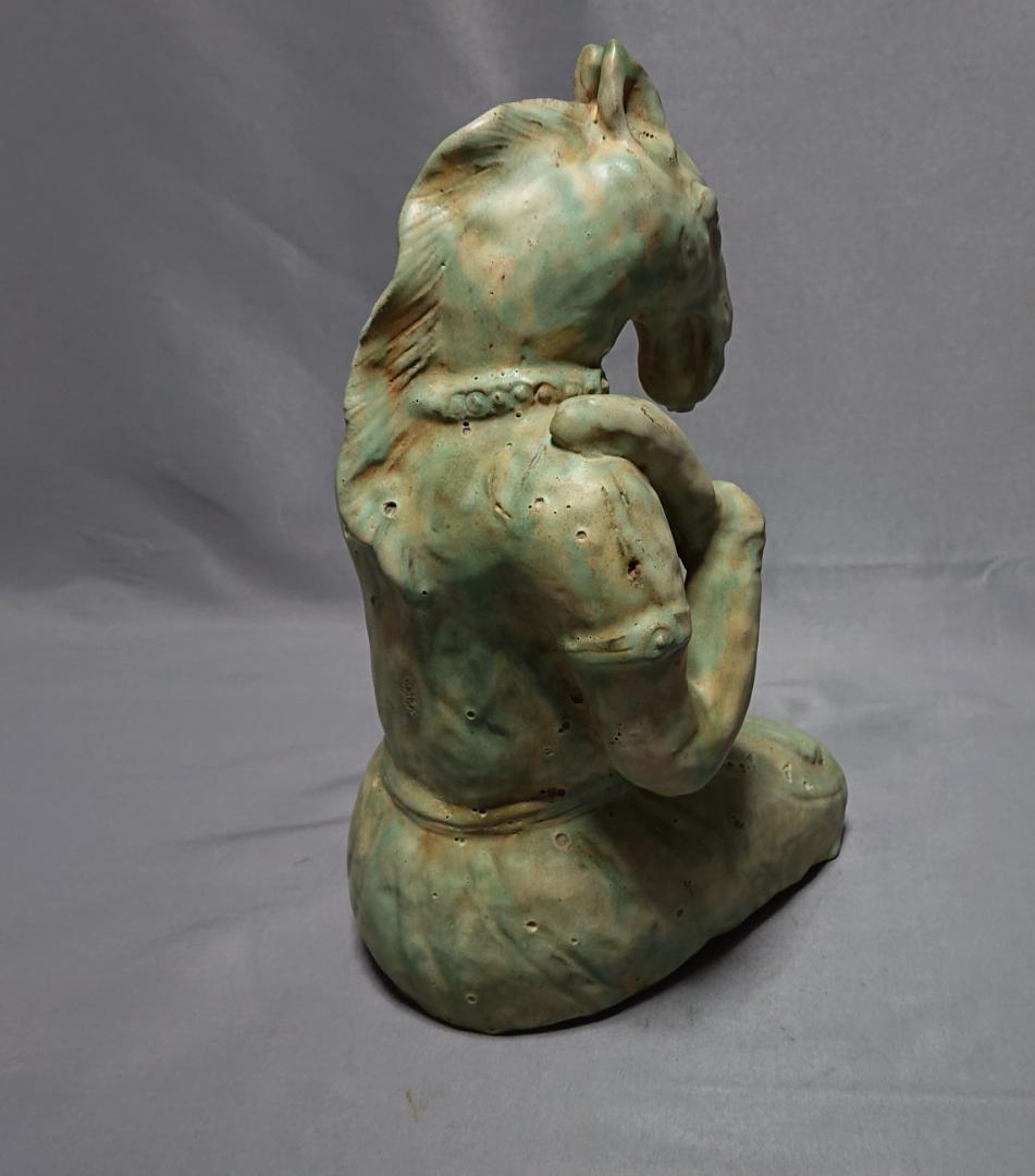 コレクター収集品 ミヤンマー　モン族緑釉陶　山羊俑　16世紀後期　出土品
