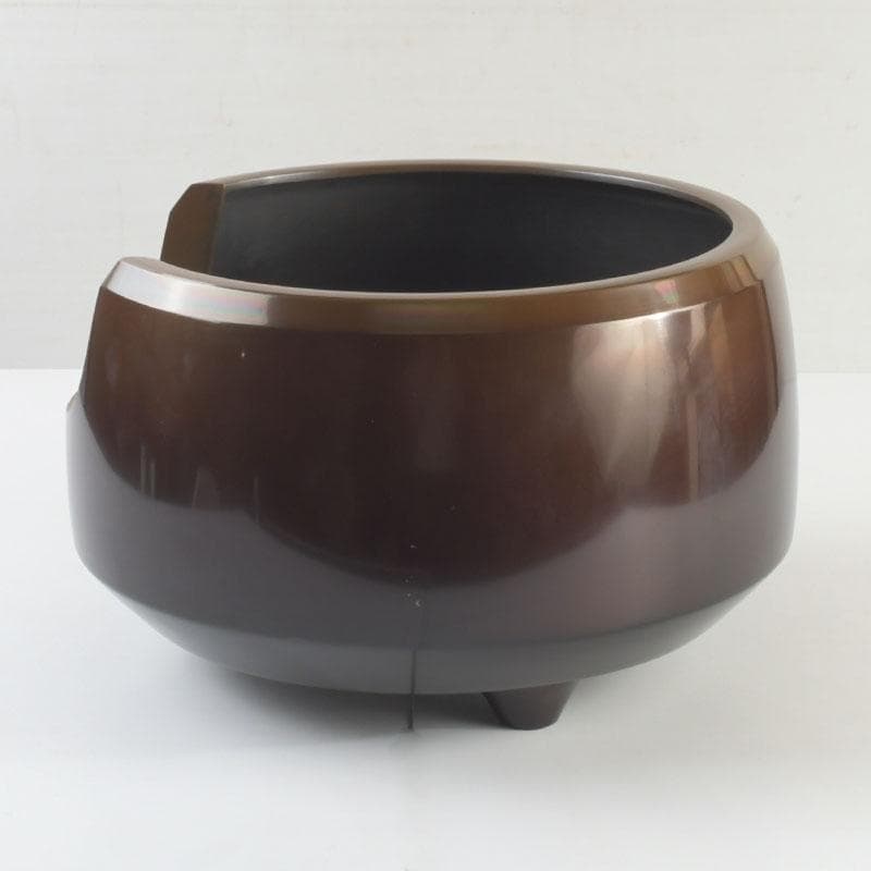 茶道具　鋳師　源斉造　鋳銅　面取風炉　共箱　V　9451A