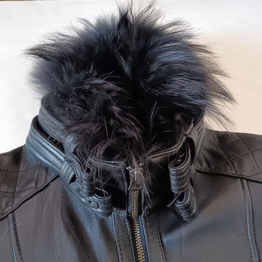 美品✦Jackrose ジャックローズ ファー付　ラクーン ライダース 黒