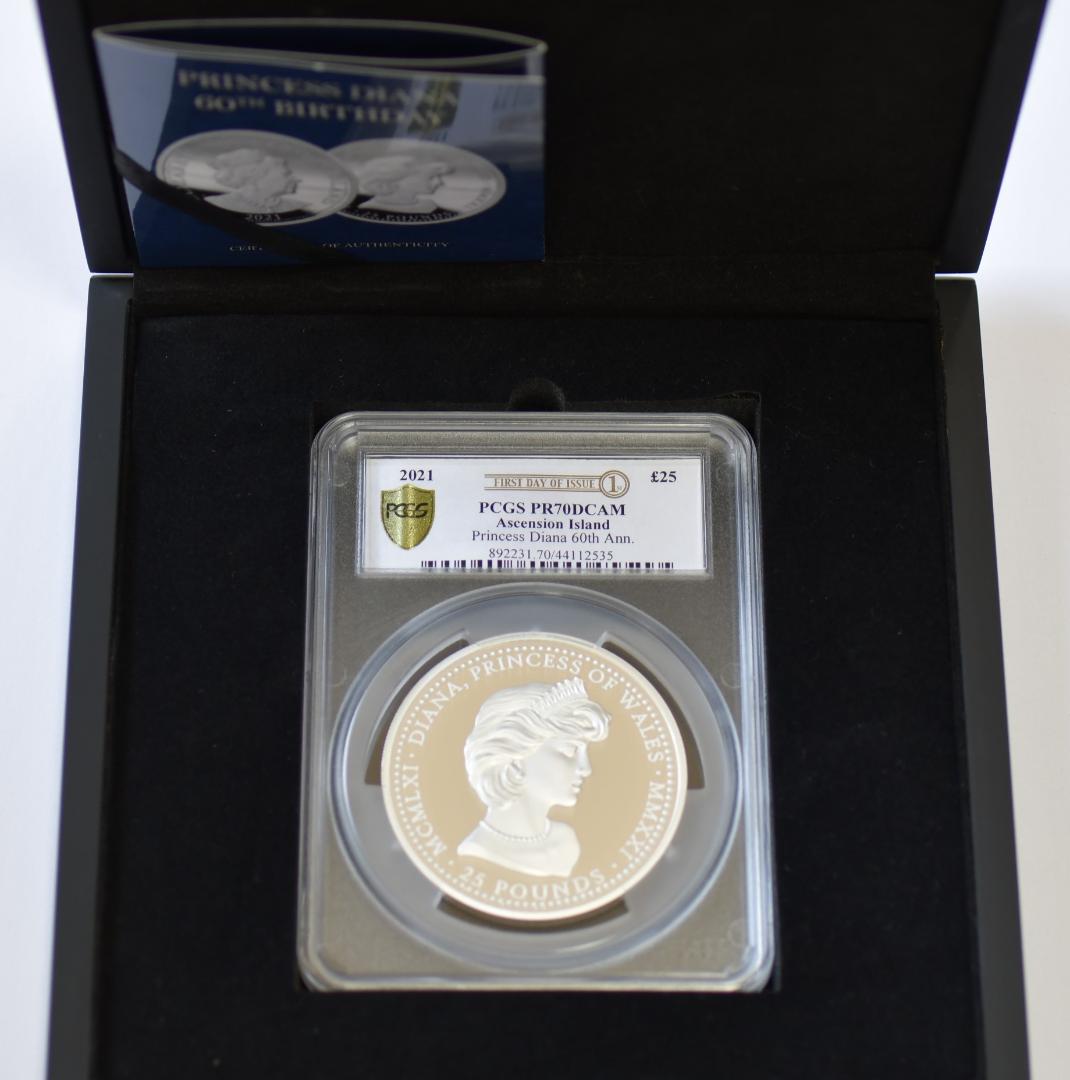 2021 アセンション島5オンス銀貨ダイアナ妃PCGS PR70DCAM FDI