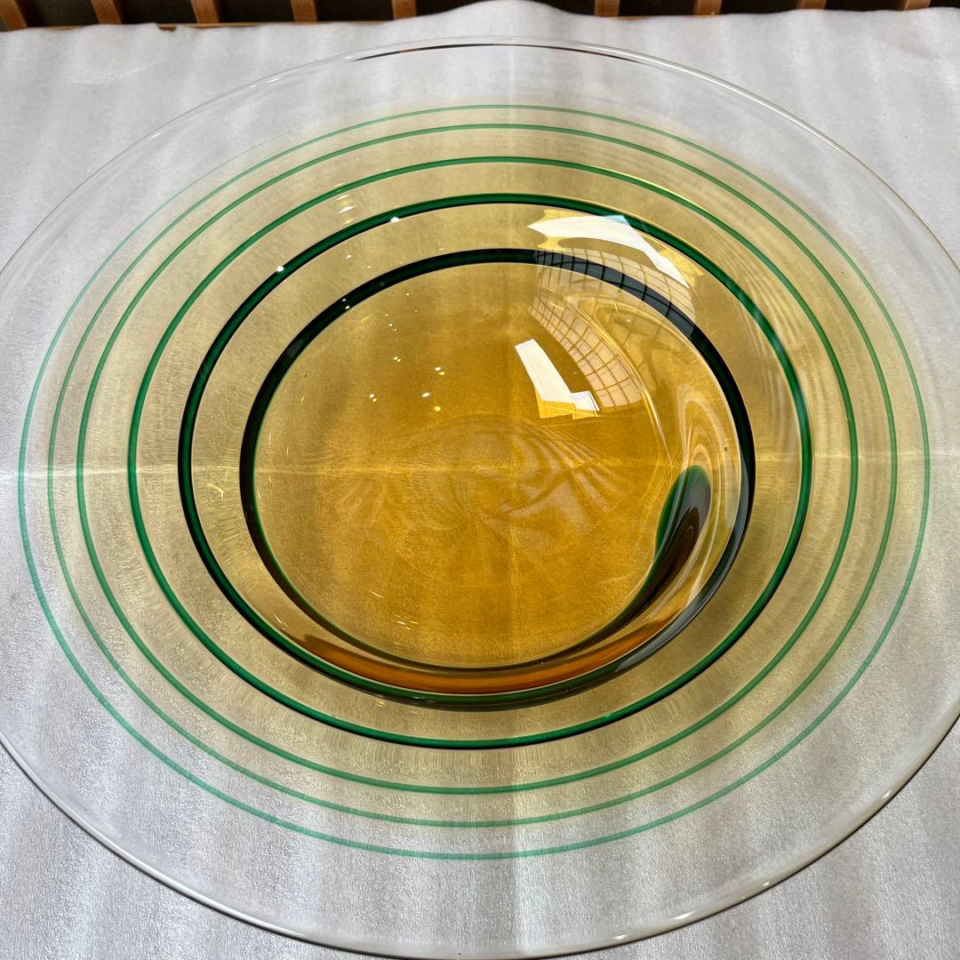 東洋佐々木ガラス　翠螺旋　水盤　直径35cm